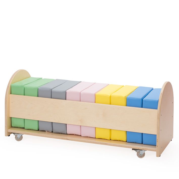 Wagen mit 10 Sitzkissen H 10 cm Kunstleder Pastell quadratisch